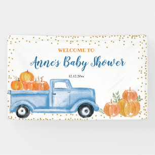 Bannière du Baby shower du camion Citrouille bleu