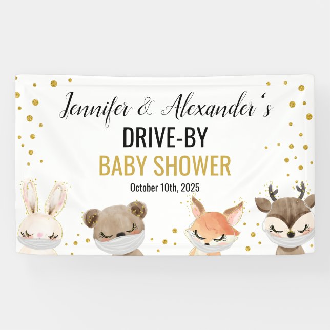 Bannière du Baby shower forestier Woodland Drive-b (Horizontal)