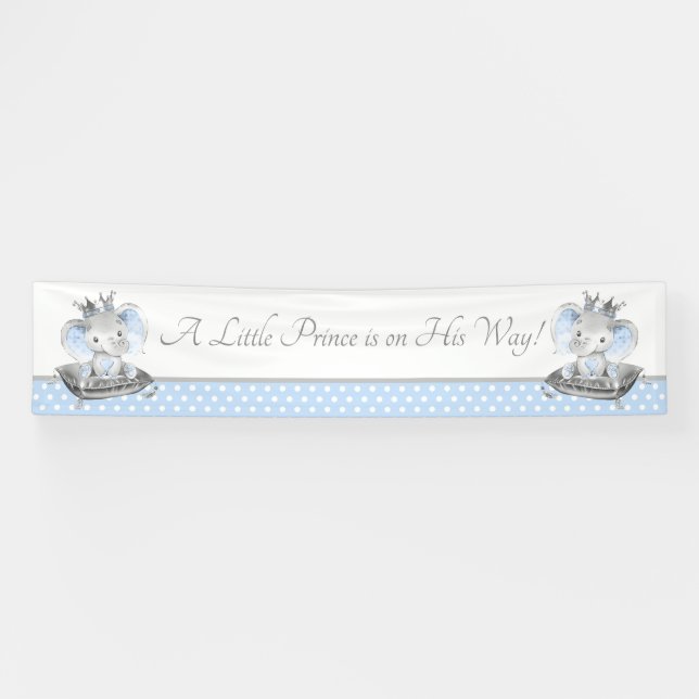Bannière du Baby shower Prince Eléphant (Horizontal)