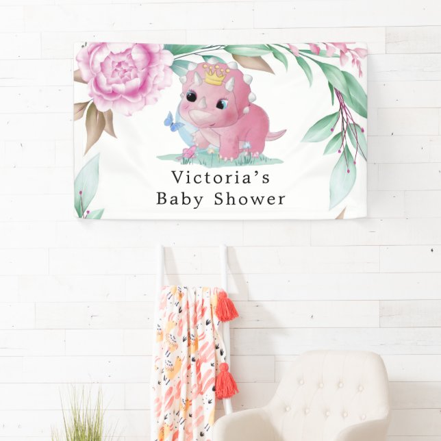 Bannière du Baby shower Princess Pink Dinosaur Peo (En situation)