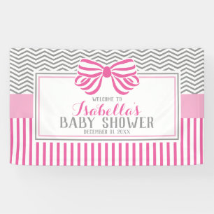 Bannière du Baby shower rose et gris
