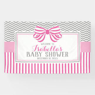 Bannière du Baby shower rose et gris