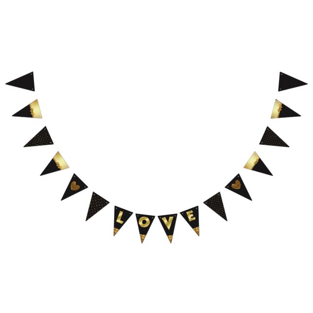 Bannière du drapeau Garland noir et or "Amour" (Tout)