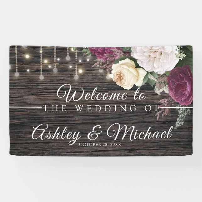 Bannière du mariage rustique en bois (Horizontal)