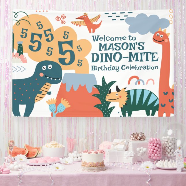 Bannière du parti Anniversaire de enfant Cute Dino (Fête)