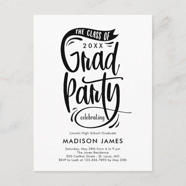 Bannière du parti Graduation Party Invitation Cart (Devant)