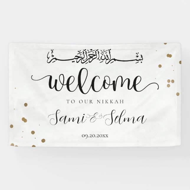 Bannière du Parti islamique musulman d'or blanc mo (Horizontal)