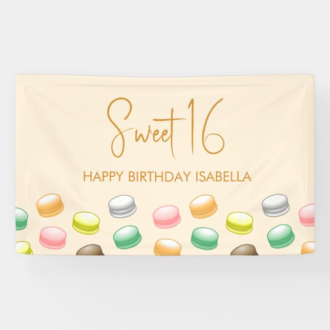 Bannière du parti Macarons Sweet 16 (Horizontal)
