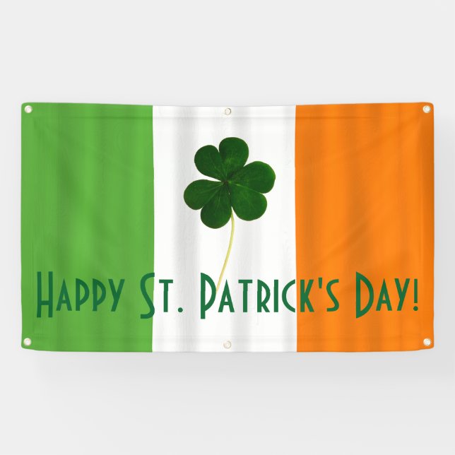 Bannière du Shamrock du drapeau irlandais de la fê (Horizontal)