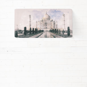 Bannière du Taj Mahal Inde - Élégante Art Indien
