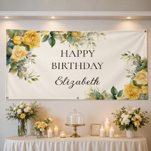 Bannière élégante de fleurs de rose jaune pour un
