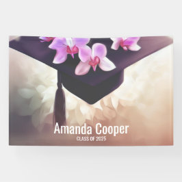 Bannière élégante de la fête des diplômés d'orchid
