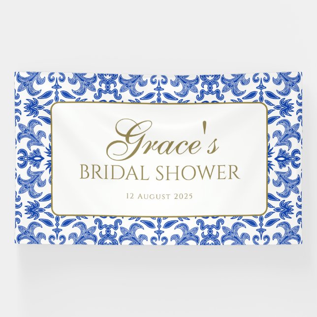 Bannière élégante de style italien bleu et blanc (Horizontal)