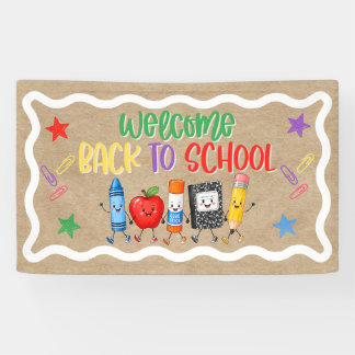Bannière en papier artisanale de retour à l'école