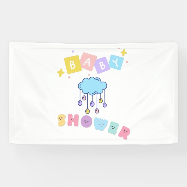 Bannière en vinyle 3x5 pour Baby Shower (Horizontal)