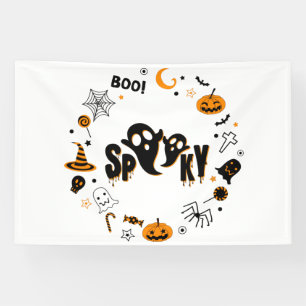 Bannière en vinyle 4x6 Fantôme effrayant d'Hallowe
