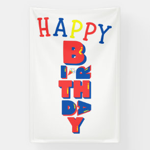 Bannière en vinyle 4x6 Joyeux Anniversaire Couleur