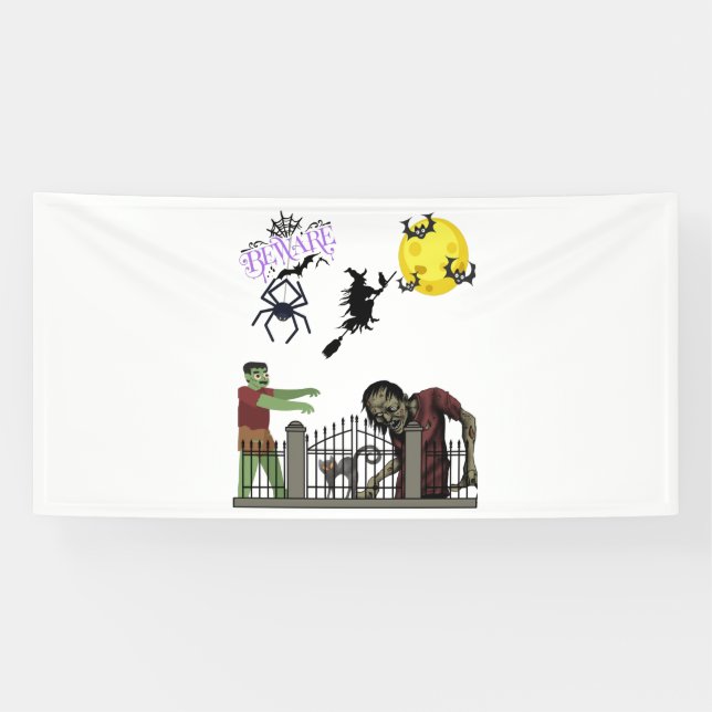 Bannière en vinyle 4x8 pour Halloween Zombie (Horizontal)