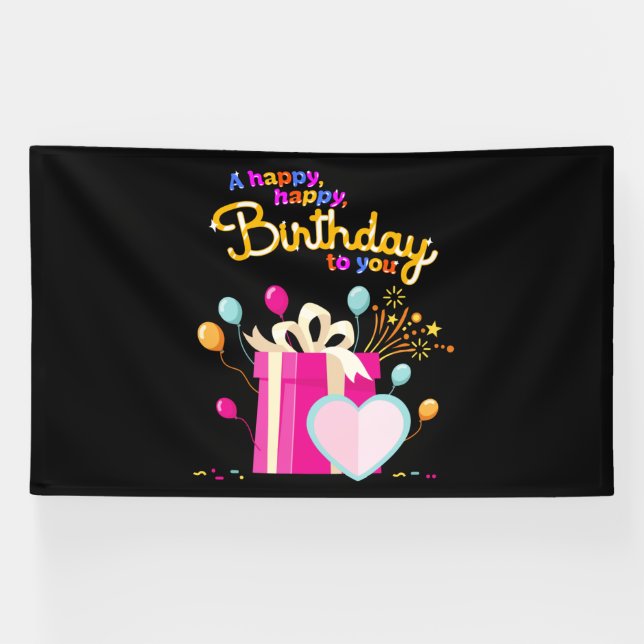 Bannière en vinyle 6x10 Bonne Fête d'Anniversaire (Horizontal)
