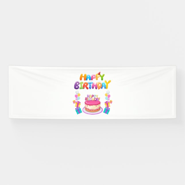 Bannière en vinyle Joyeux Anniversaire Confettis 2 (Horizontal)
