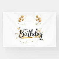 Bannière en vinyle Joyeux Anniversaire Or 4x6
