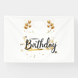 Bannière en vinyle Joyeux Anniversaire Or 4x6