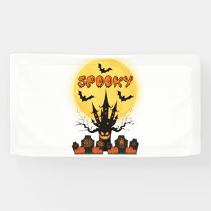 Bannière en vinyle Spooky Halloween Moon 1.6x3