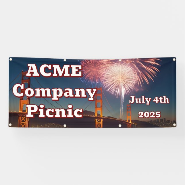 Bannière extérieure 4 juillet personnalisable avec (Horizontal)