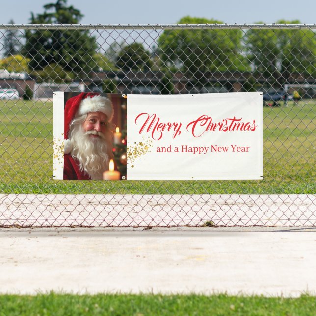 Bannière extérieure Père Noël Joyeux Noël (En situation)