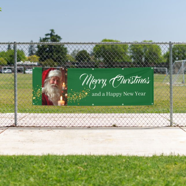 Bannière extérieure Père Noël Joyeux Noël (En situation)