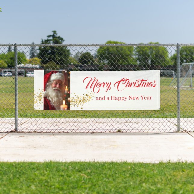 Bannière extérieure Père Noël Joyeux Noël (En situation)