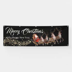 Bannière extérieure Père Noël Reindees Joyeux Noël