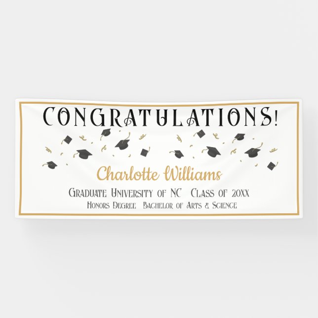 Bannière Félicitations aux diplômés avec nom (Horizontal)