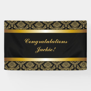 Bannière Félicitations Black Gold Damask