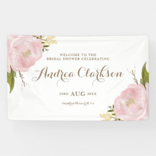 Bannière Fête des mariées Aquarelle Peonies Roses