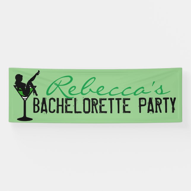 Bannière fille martini verte personnalisée (Horizontal)