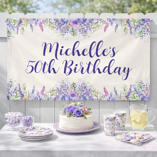 Bannière Fleurie Lilas Violet 50e Anniversaire
