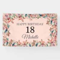 Bannière florale aquarelle rose et sarcelle pour 1