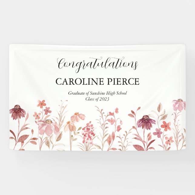 Bannière florale rose Aquarelle (Horizontal)