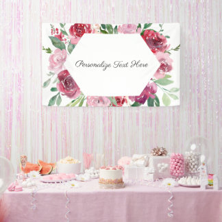 Bannière florale rose personnalisée
