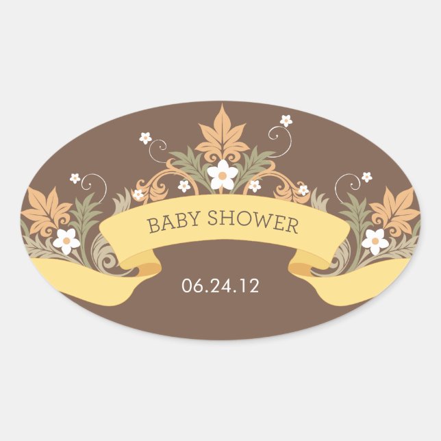 Bannière florale Sticker Baby shower jaune (Devant)