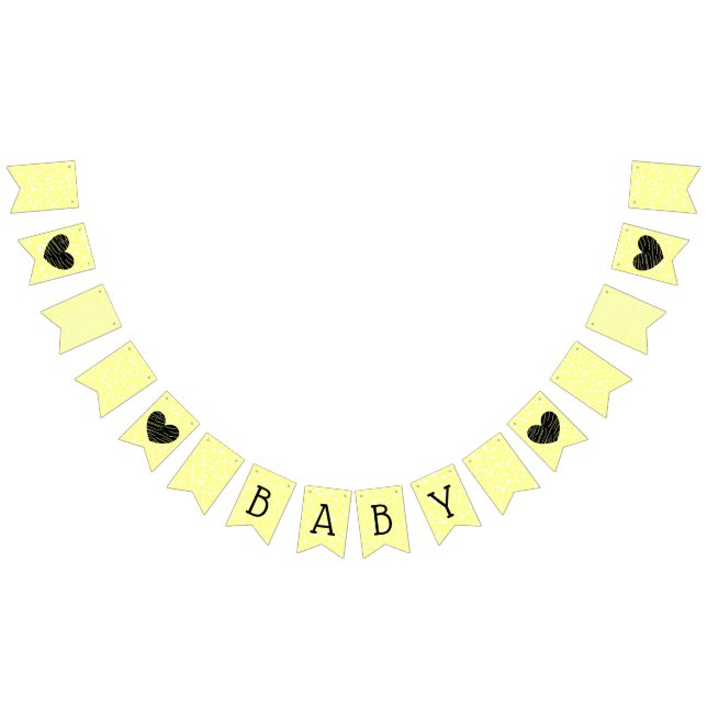 Bannière Garland Coeur Bébé Jaune et Noir (Tout)