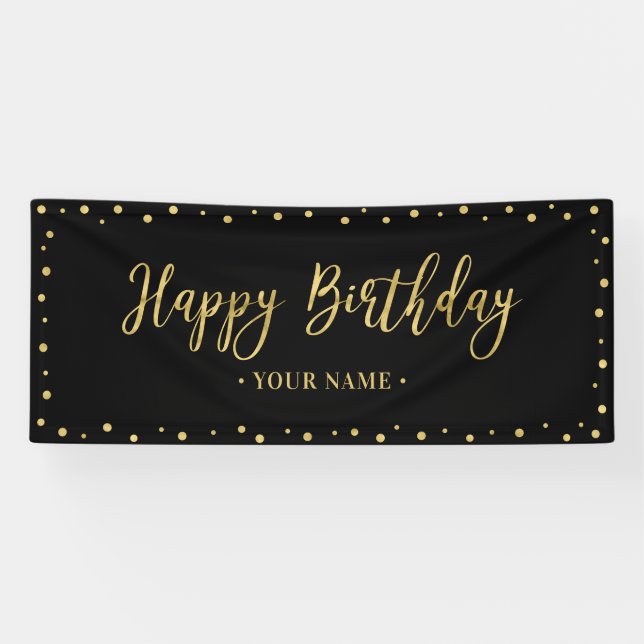Bannière Gold & Black Joyeux Anniversaire (Horizontal)