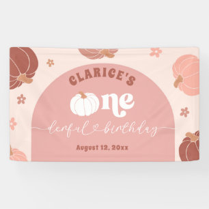 Bannière grande anniversaire citrouille rétro rose