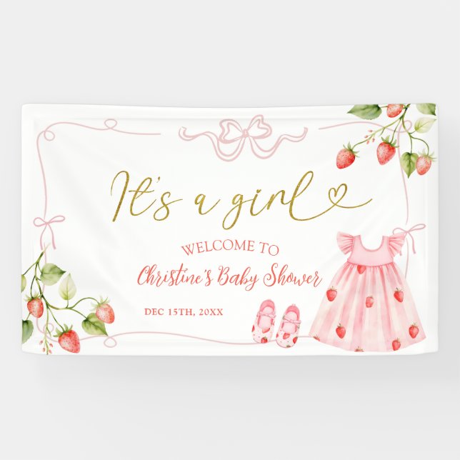 Bannière grande bébé vêtements Coquette rose Baie (Horizontal)