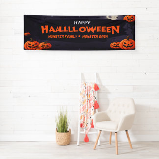 Bannière Halloween personnalisable, chauves-souris
