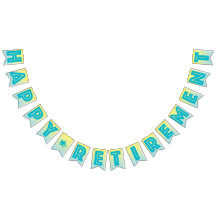 BANNIÈRE HEUREUSE de RETRAITE, bleu et jaune