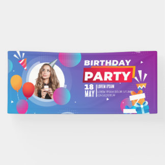 Bannière Horizontale de Fête d'Anniversaire Modern