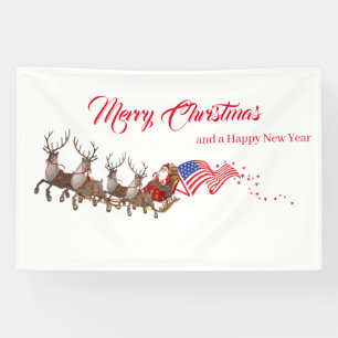 Bannière intérieure Santa Renne Drapeau américain