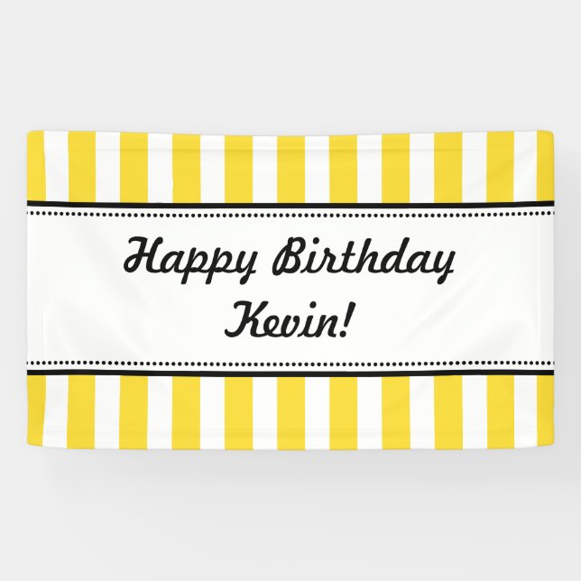 Bannière jaune blanc Anniversaire rayures (Horizontal)